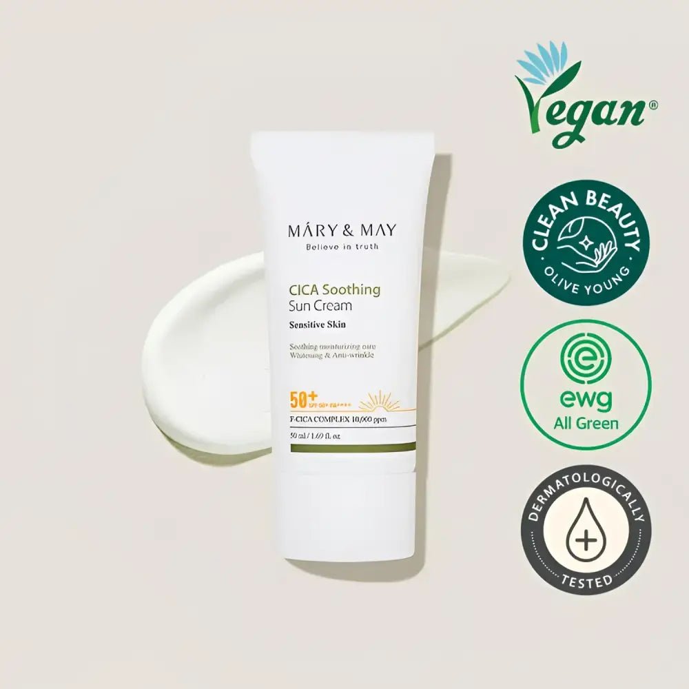 Mary&May Cica Soothing Sun Cream SPF50 + PA + + + + 50ml for Sensitive Skin Protection - 50ml