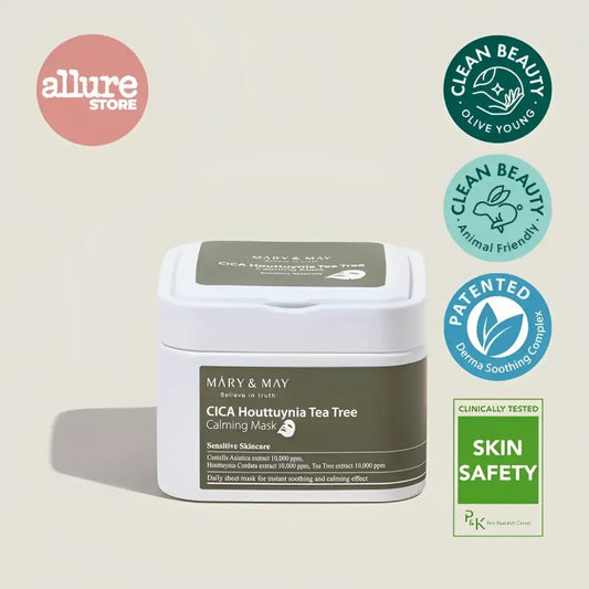 MARY&MAY Cica Houttuynia Cordata Tea Tree Calming Mask Pack 30 Sheets for Soothing Skin - 30 sheets