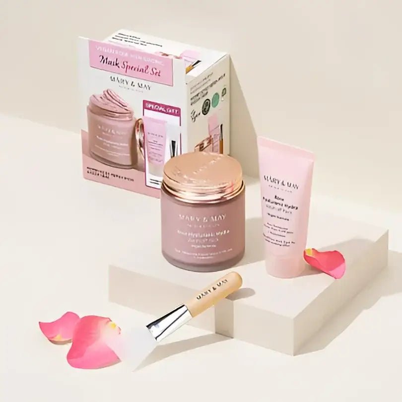 MARY&MAY Rose Hyaluronic Hydra Wash Off Pack Set 125g 30g for Deep Hydration - 125g + 30g