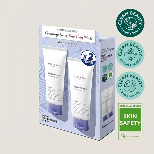 Mary&May White Collagen Cleansing Foam Duo Twin Pack for Radiant Skin - 150ml*2